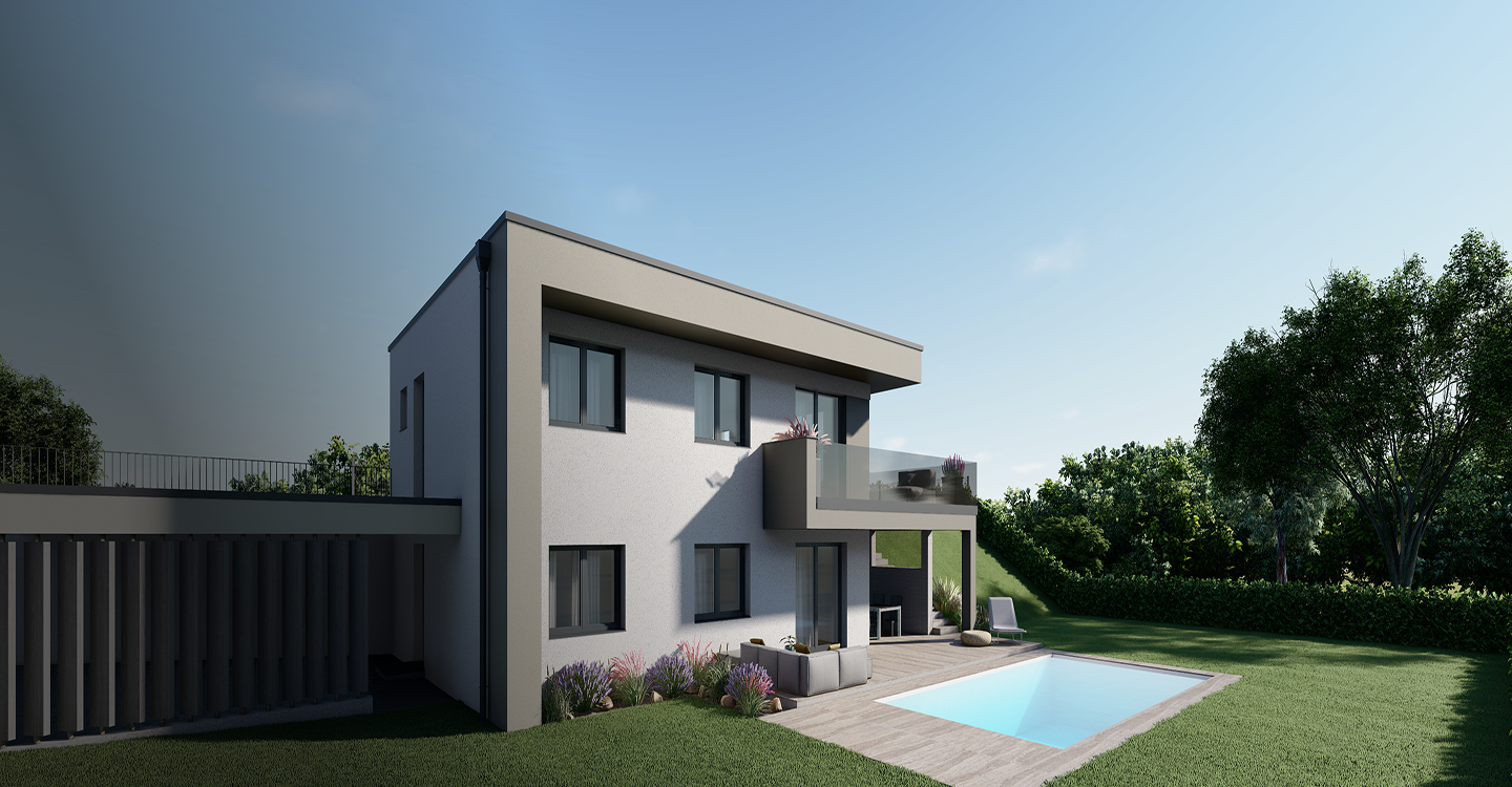 Modernes Haus mit Pool und Garten